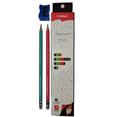Olovka grafitna HB sa gumicom mix boja + poklon rezač